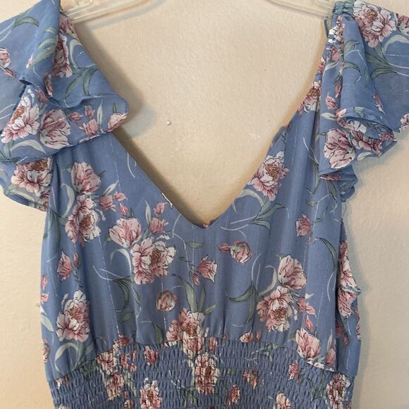 Floret Studios Floral Ruffled Chiffon Dress - Picture 6 of 8